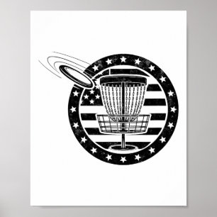 Vintage Us Flag Disc Golf Sket Golfer Golfing Tee Poster