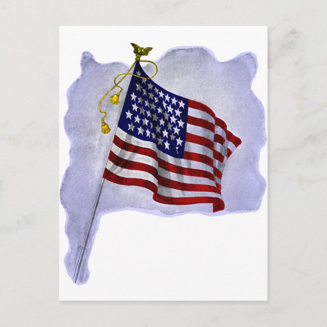 Vintage US Flag in Patriotic Colours Postcard (Front)
