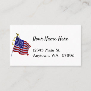 Vintage US Flag in Patriotic Red White Blue Custom Business Card