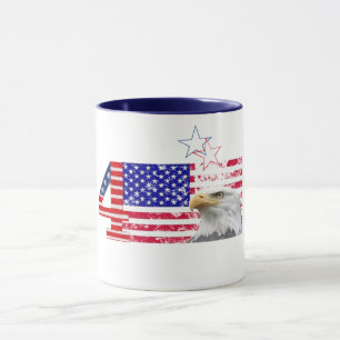 Vintage US Flag Independence Day July 4 Patriotic  Mug