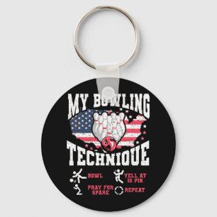 Vintage Us Flag My Bowling Technique Bowler Us Fla Key Ring
