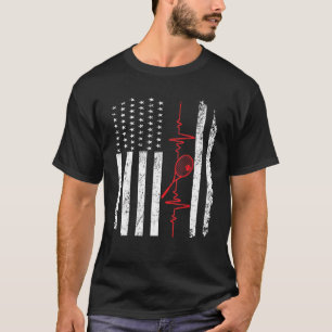Vintage Us Flag Patriotic Tennis Players Fans Hear T-Shirt