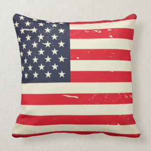 Vintage US Flag Throw Pillow