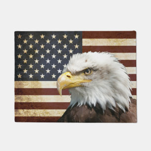 Vintage US USA Flag with American Eagle Doormat