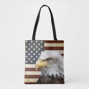 Vintage US USA Flag with American Eagle Favour Tote Bag