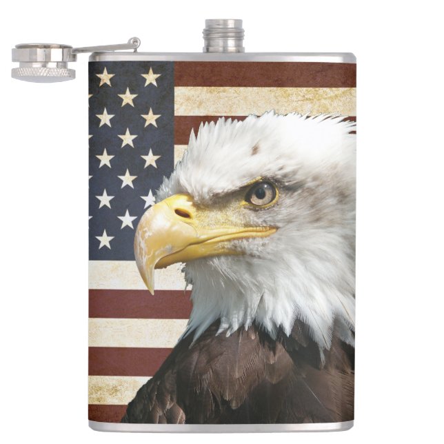 Vintage US USA Flag with American Eagle Flask (Opened)