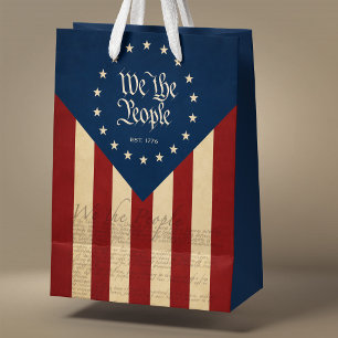 Vintage USA 250th Birthday Flag, Patriotic Freedom Medium Gift Bag