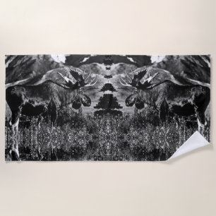 Vintage USA Alaska bull moose 1970 Jigsaw Puzzle Beach Towel