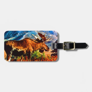 Vintage USA Alaska bull moose  Luggage Tag