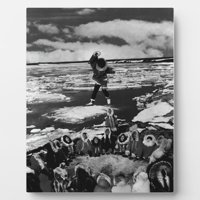 Vintage USA Alaska eskimo blanket tossing 1970 Plaque (Front)