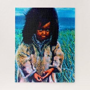 Vintage USA Alaska eskimo boy Jigsaw Puzzle
