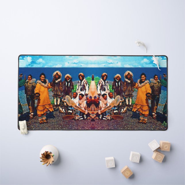 Vintage USA Alaska Eskimo dancers Desk Mat (Kids Table)