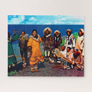 Vintage USA Alaska Eskimo dancers Jigsaw Puzzle