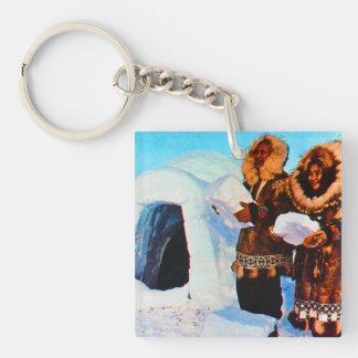 Vintage USA Alaska igloo builders Key Ring