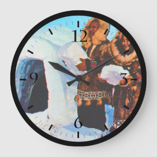 Vintage USA Alaska igloo builders Large Clock