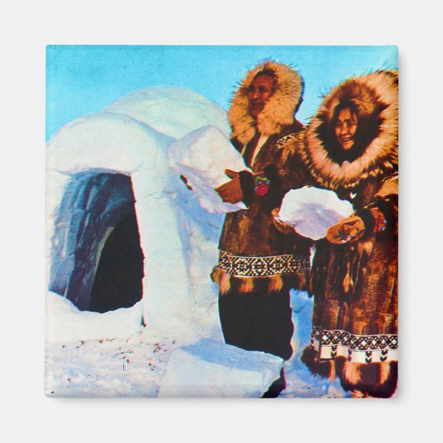 Vintage USA Alaska igloo builders Magnet (Front)