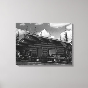 Vintage USA Alaska Modern alaskan log cabin Canvas Print