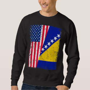 Vintage Usa American Bosnia And Herzegovina Flag P Sweatshirt