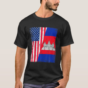 Vintage USA American Cambodia Flag Patriotic T-Shirt
