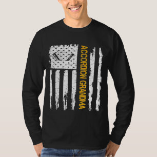 Vintage Usa American Flag Accordion Grandma Silhou T-Shirt