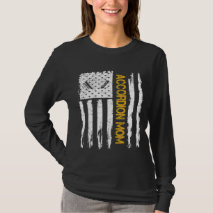 Vintage Usa American Flag Accordion Mum Silhouette T-Shirt