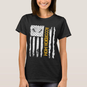 Vintage Usa American Flag Accordion Mum Silhouette T-Shirt