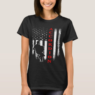 Vintage Usa American Flag Accordion Player Notes S T-Shirt