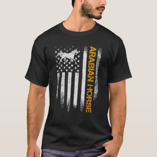 Vintage USA American Flag Arabian Funny Horse Ride T-Shirt