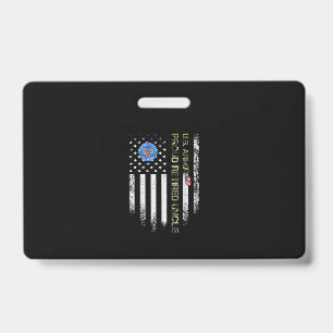 Vintage USA American Flag Army Veteran Proud ID Badge