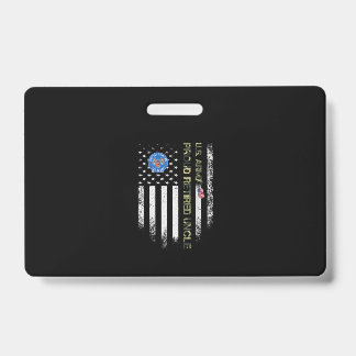 Vintage USA American Flag Army Veteran Proud ID Badge