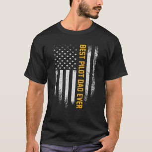 Vintage USA American Flag Best Aeroplane Pilot Dad T-Shirt
