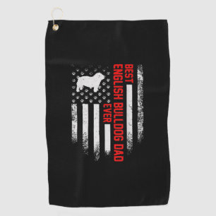 Vintage USA American Flag Best English Bulldog Golf Towel