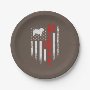 Vintage USA American Flag Best English Bulldog Paper Plate