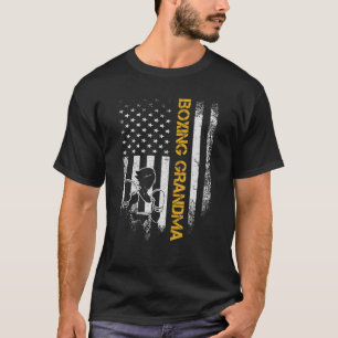 Vintage USA American Flag Boxing Grandma Boxer Sil T-Shirt