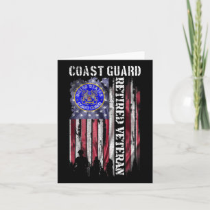 Vintage Usa American Flag Coast Guard Proud Retire Card