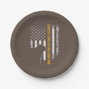 Vintage USA American Flag Coolest English Bulldog Paper Plate