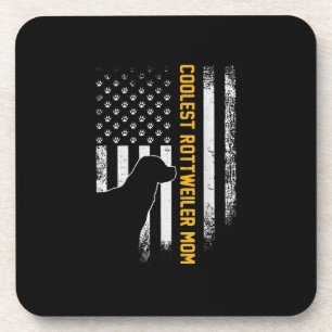 Vintage USA American Flag Coolest Rottweiler Mum Coaster