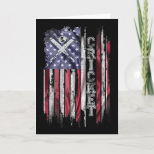 Vintage Usa American Flag Cricket Player Silhouett Card