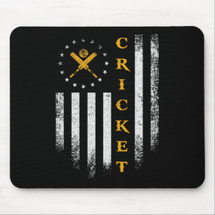 Vintage Usa American Flag Cricket Player Team Silh Mouse Pad