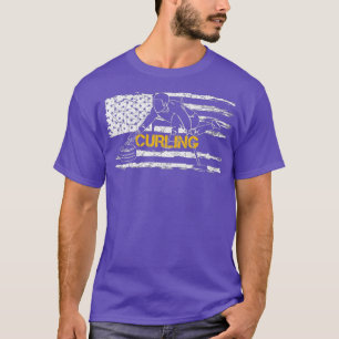 Vintage USA American Flag Curling Player Curler T-Shirt