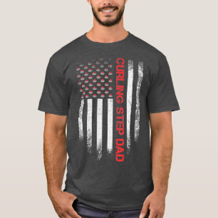Vintage USA American Flag Curling Step Dad T-Shirt
