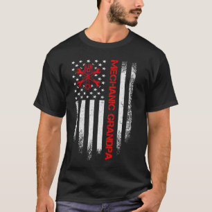 Vintage Usa American Flag Diesel Mechanic Grandpa T-Shirt