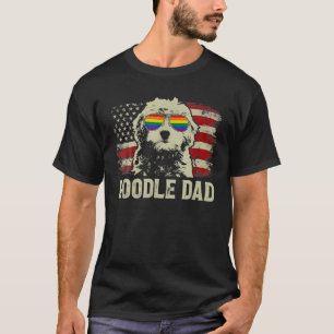 Vintage USA American Flag Doodle Dad LGBT Gay Prid T-Shirt