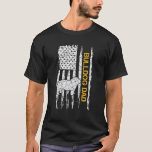 Vintage USA American Flag English Bulldog Dog Dad T-Shirt