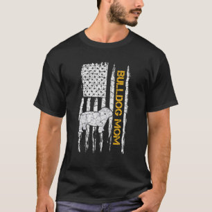 Vintage USA American Flag English Bulldog Dog Mum T-Shirt