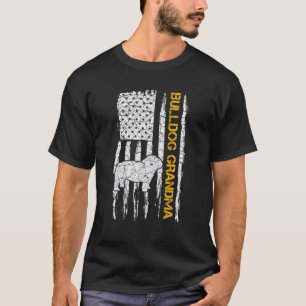 Vintage USA American Flag English Bulldog Grandma T-Shirt