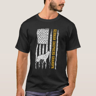 Vintage USA American Flag German Shepherd Grandpa T-Shirt
