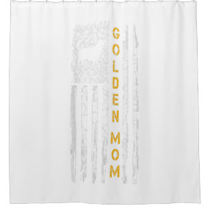 Vintage USA American Flag Golden Retriever Mom Shower Curtain