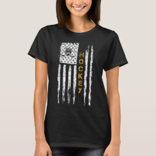 Vintage Usa American Flag Hockey Player Silhouette T-Shirt