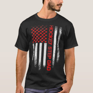 Vintage USA American Flag Hockey Step Dad Distress T-Shirt
